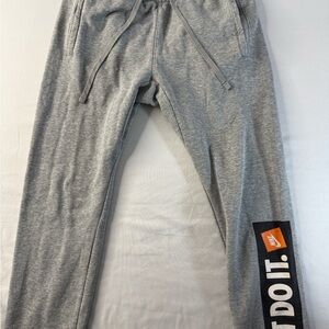 Nike Kids Gray Sweatpants with Orange Logo